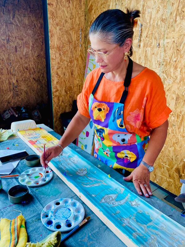 Técnica de acuarela textil en seda