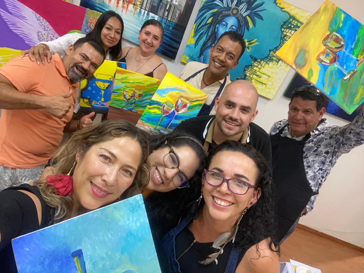 clases de pintura con vino